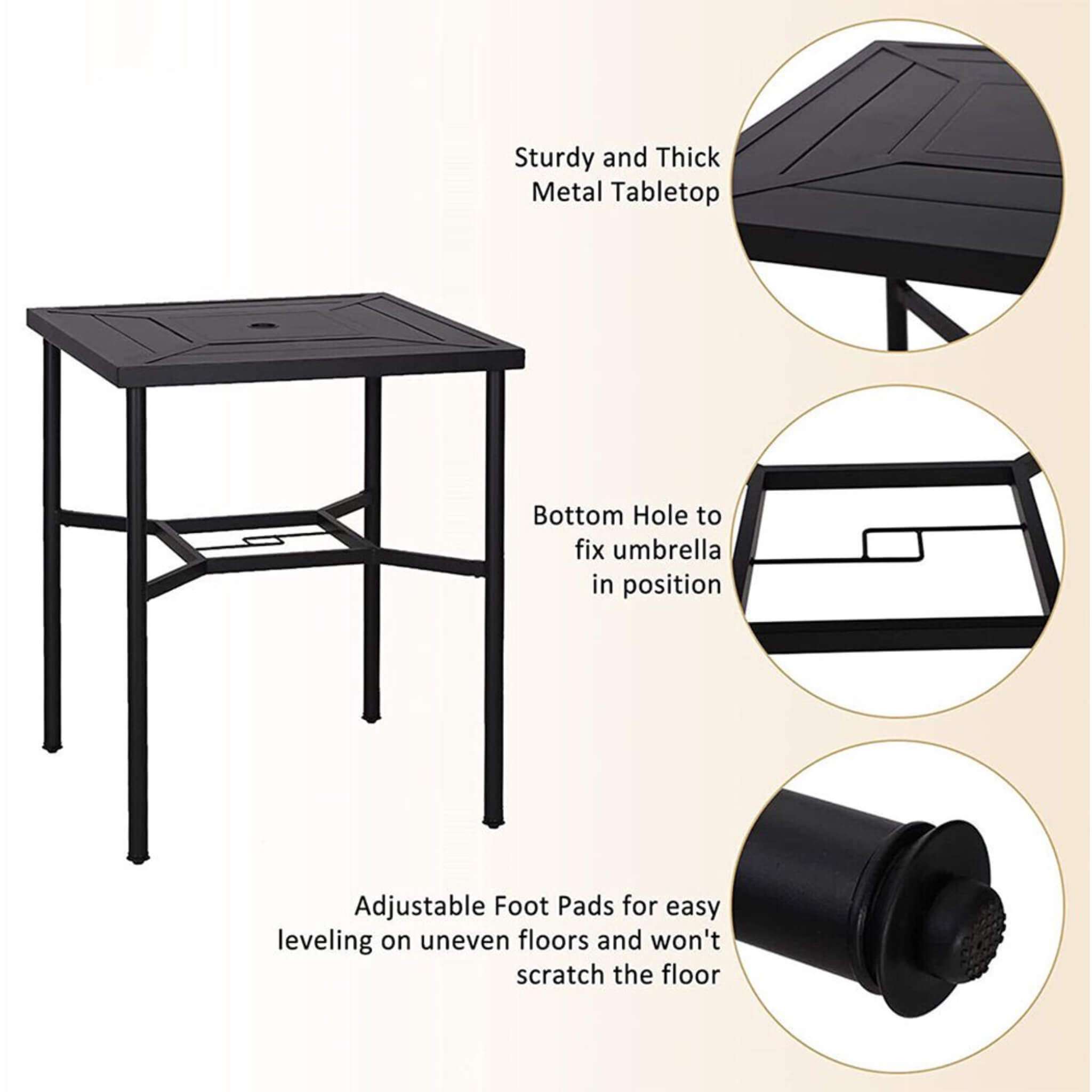 6PCS Outdoor Patio Bar Set Dining Table With Umbrella & Swivel Bar Stools (SAK53218)