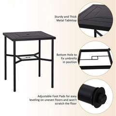 6PCS Outdoor Patio Bar Set Dining Table With Umbrella & Swivel Bar Stools (SAK53218)