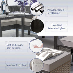 7-Piece Modern Outdoor Patio Furniture Set With Waterproof Cushions & Glass Table (SAK55673)