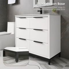 72" Bathroom Vanity Set With Ceramic Sinks And MDF Drawer Cabinets (SAK71852)