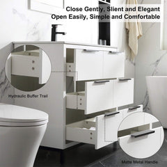 72" Bathroom Vanity Set With Ceramic Sinks And MDF Drawer Cabinets (SAK71852)