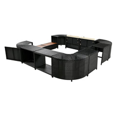 Large Outdoor Quadrilateral Spa Surround Rattan Sectional Sofa Set With Storage Compartments (SAK80217)