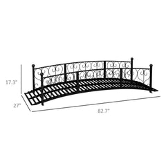 7FT Decorative Metal Arch Footbridge Garden Bridge With Safety Siderails (SAK53829)