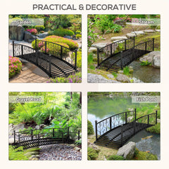 7FT Decorative Metal Arch Footbridge Garden Bridge With Safety Siderails (SAK53829)