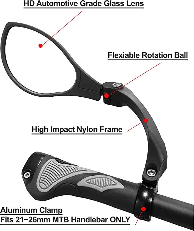 Magnum Bikes HD Glass Handlebar Mirror (Left-Hand) 6002