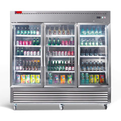 82" Commercial Stainless Steel Upright Display 3 Section Merchandiser Refrigerator (SAK15724)