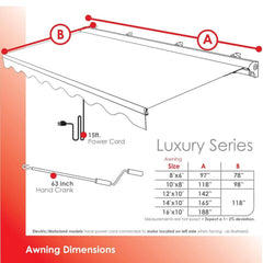 Advaning Luxury Series Fully Assembled Retractable Sun Shade Canopy Awning (SAK31549)