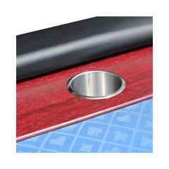 Premium 96" Poker Table With Speed Cloth And Wooden Texture Racetrack For 10 Players (SAK75023)