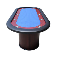 Premium 96" Poker Table With Speed Cloth And Wooden Texture Racetrack For 10 Players (SAK75023)