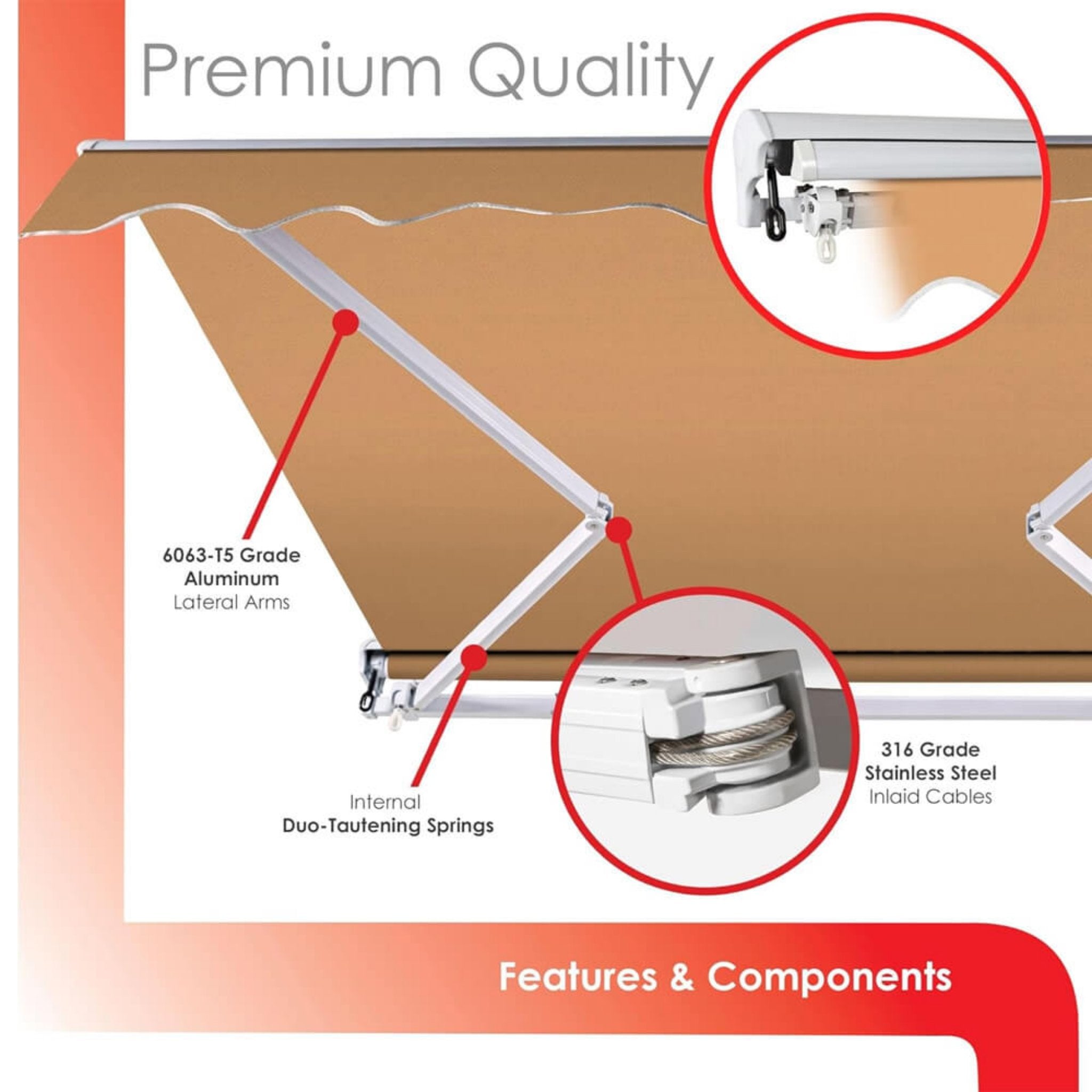 Advaning Luxury Series Fully Assembled Retractable Sun Shade Canopy Awning (SAK31549)