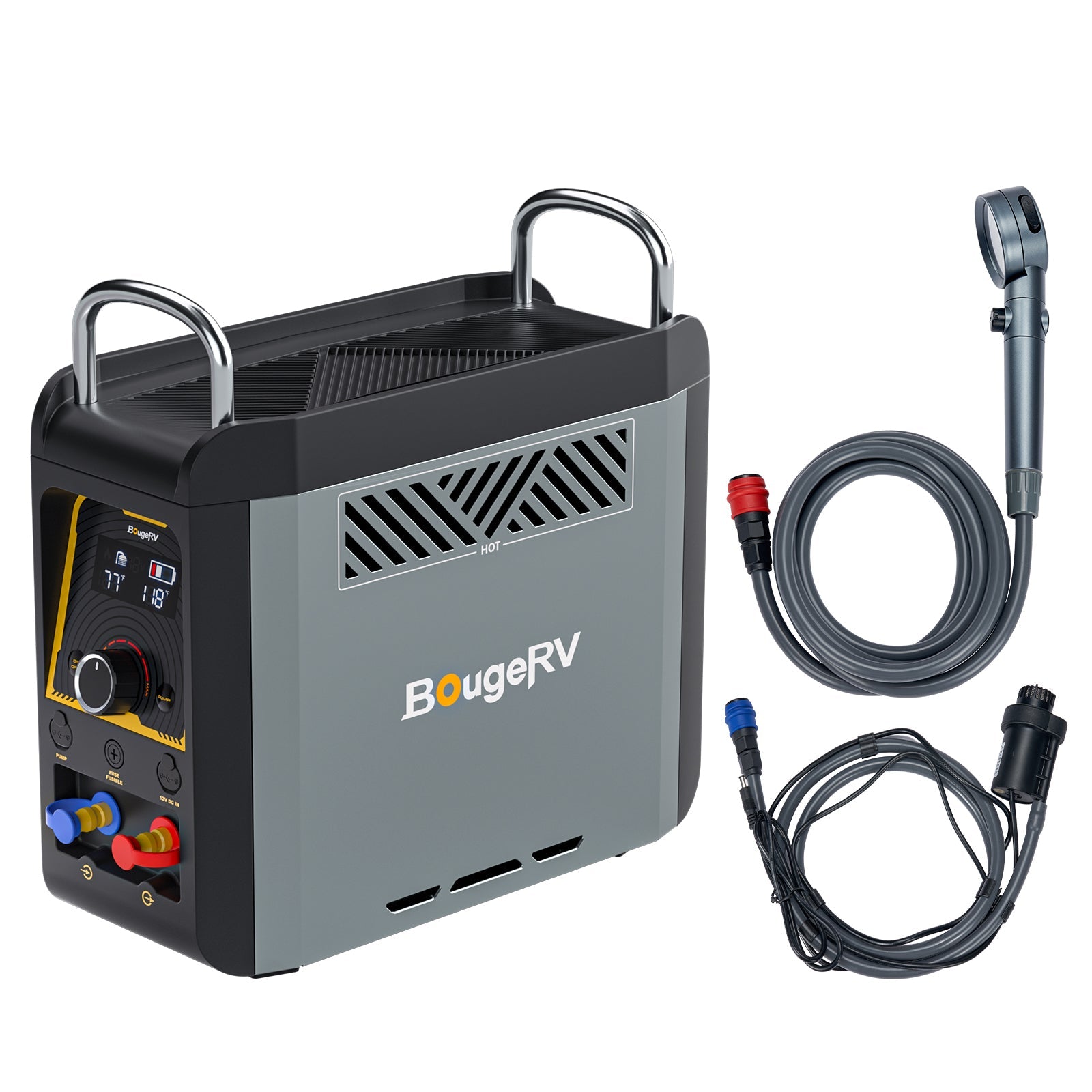 BougeRV ROVER2000 Semi-Solid Portable Power Station with Propane Camping Water Heater ISE166+E0102-06001