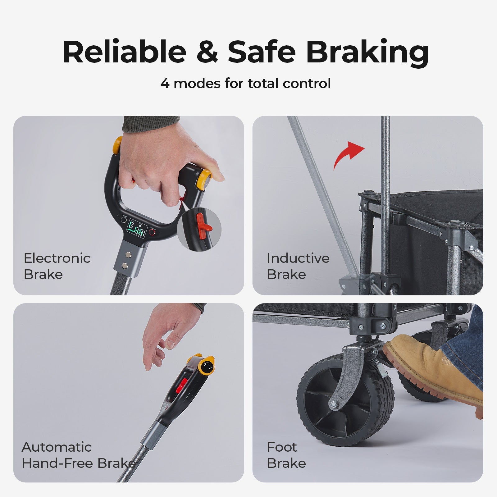 BougeRV Electric Foldable Utility Camping Wagon with Power Bank EX001-BKUS22