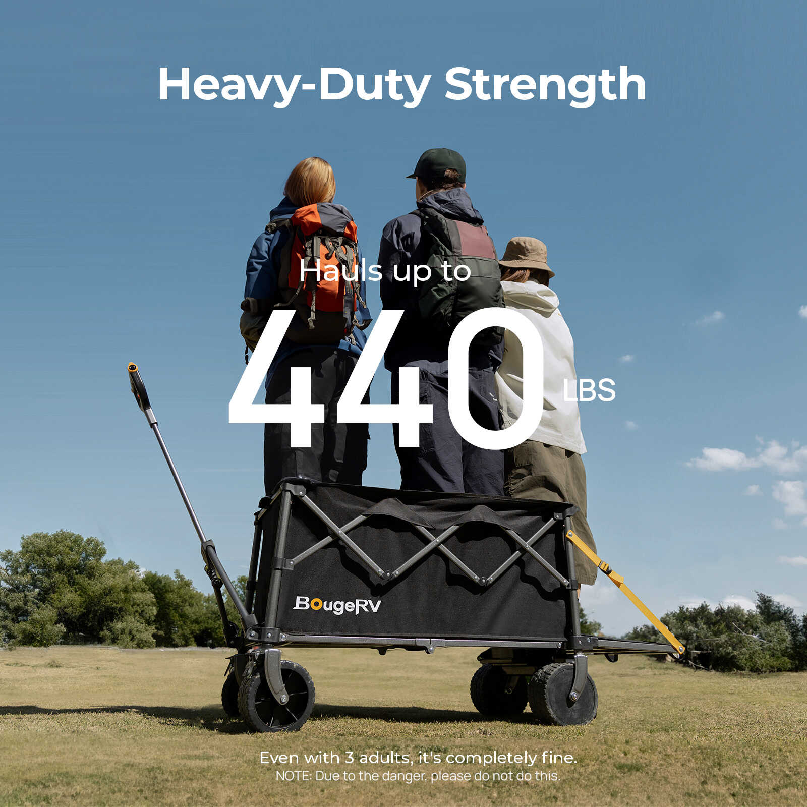 BougeRV Electric Foldable Utility Camping Wagon with Power Bank EX001-BKUS22