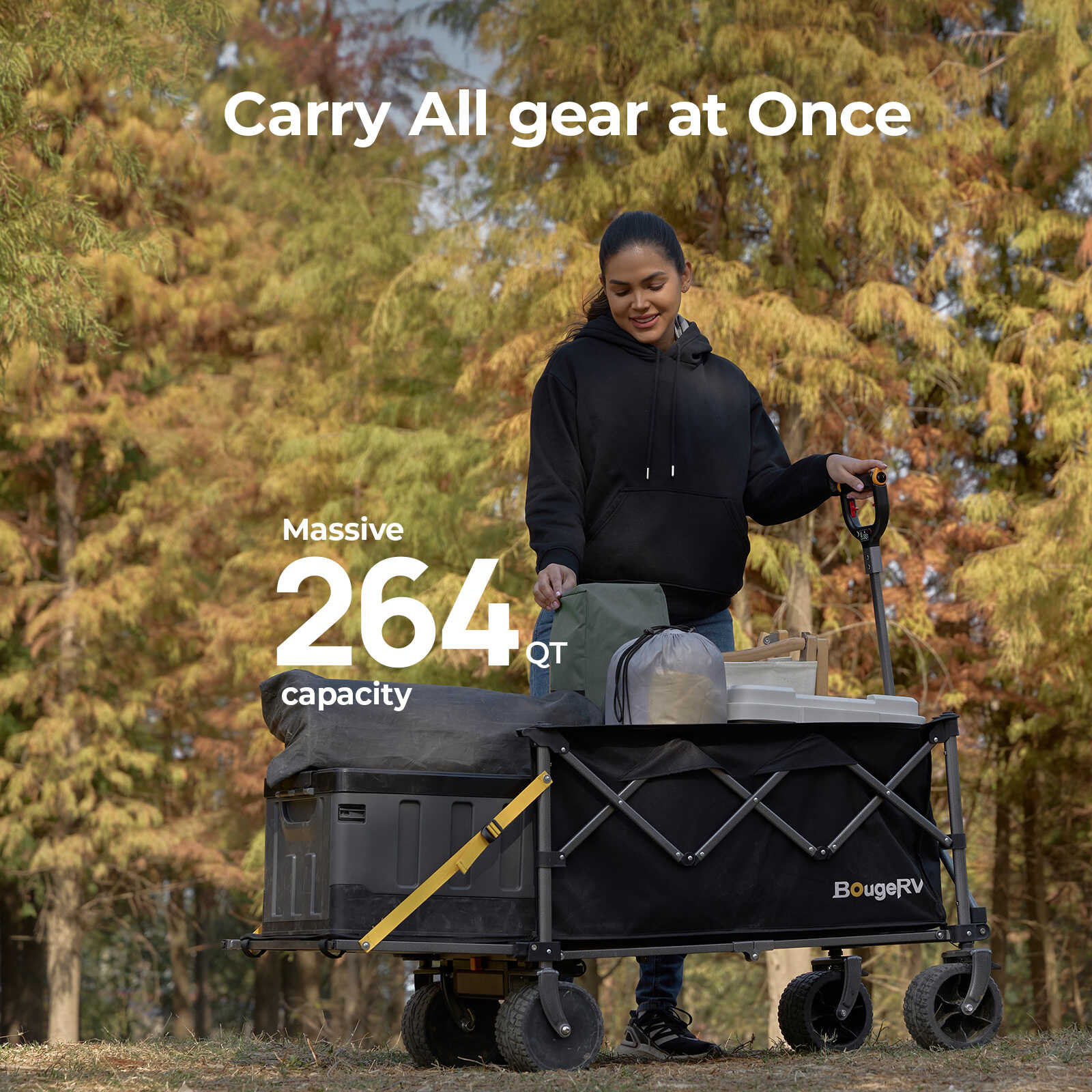 BougeRV Electric Foldable Utility Camping Wagon with Power Bank EX001-BKUS22