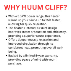 Huum Cliff Mini 4 3.5KW Electric Sauna Heater With Digital Controller & Sauna Stones (SAK58263)