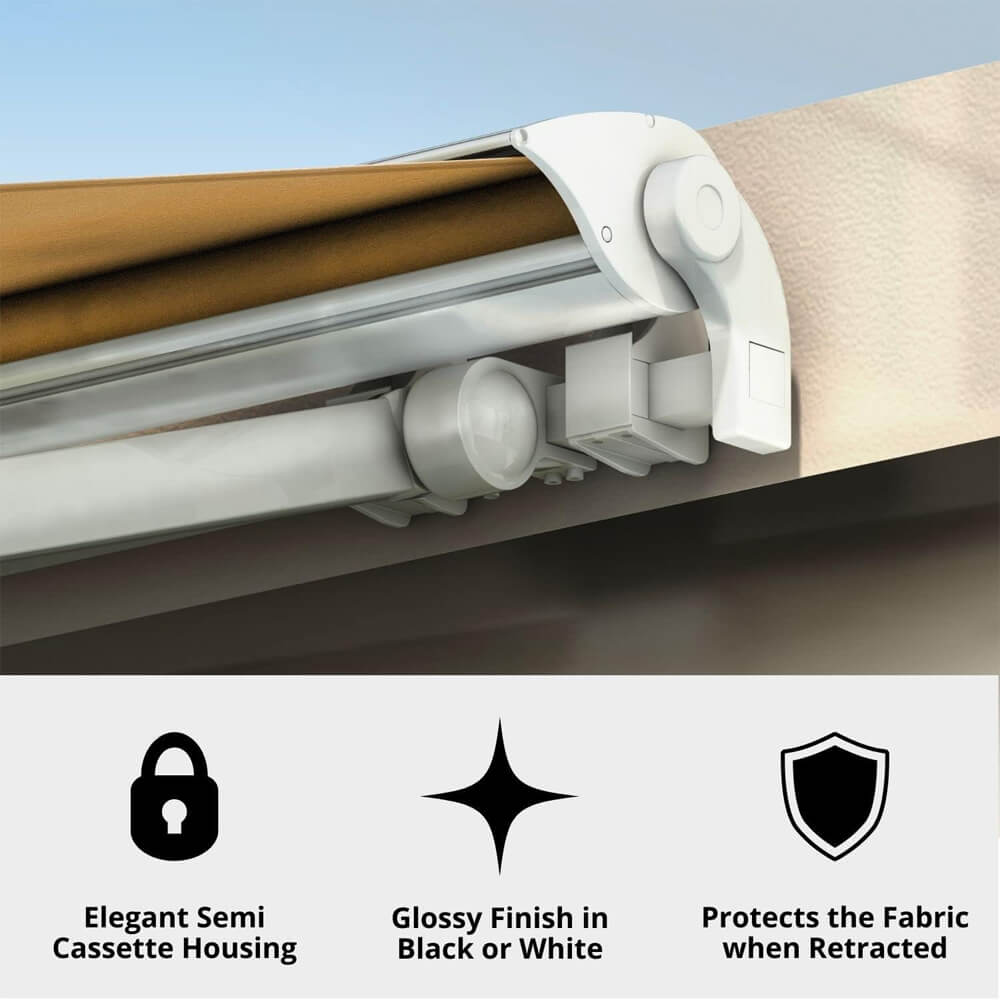 Multiple Awnings Brasilia Europa Premium Outdoor Electric Retractable Sun Shade Awning With White Frame (SAK63824)