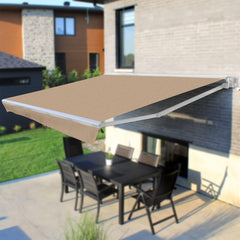 Multiple Awnings Brasilia Europa Premium Outdoor Manual Retractable Sun Shade Awning With White Frame (SAK93514)