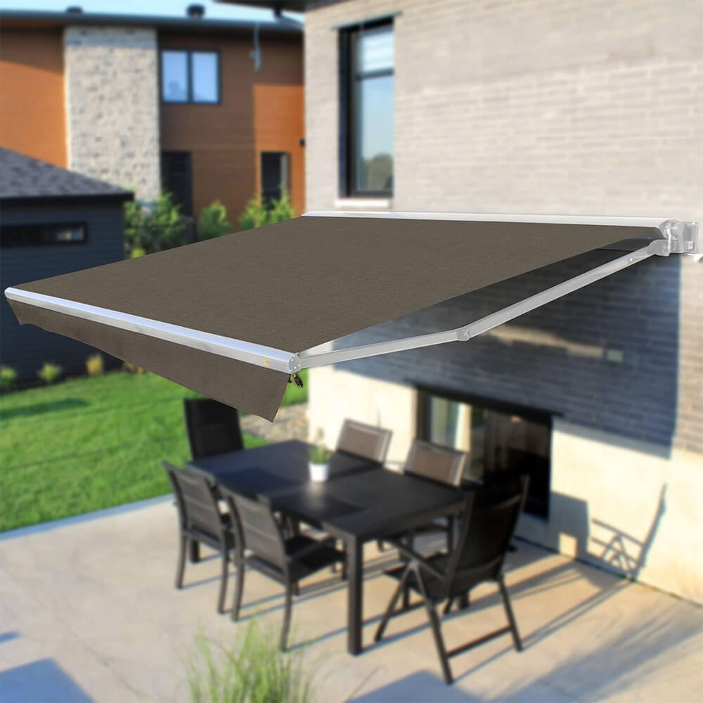 Multiple Awnings Brasilia Europa Premium Outdoor Manual Retractable Sun Shade Awning With White Frame (SAK93514)