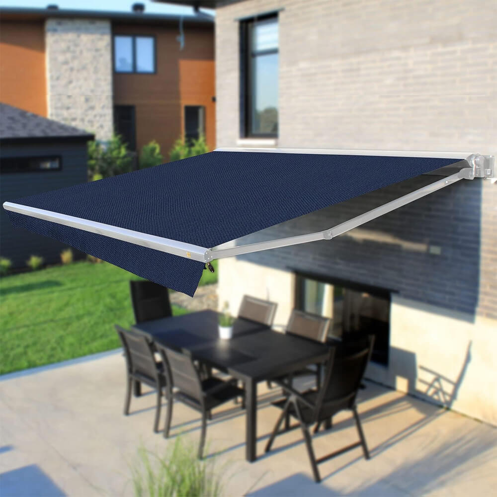 Multiple Awnings Brasilia Europa Premium Outdoor Manual Retractable Sun Shade Awning With White Frame (SAK93514)