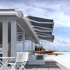 Multiple Awnings Brasilia Europa Premium Outdoor Manual Retractable Sun Shade Awning With White Frame (SAK93514)