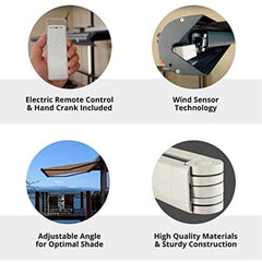 Multiple Awnings Brasilia Slim Premium Full Cassette Electric Retractable Sun Shade Awning With Black Frame (SAK42536)