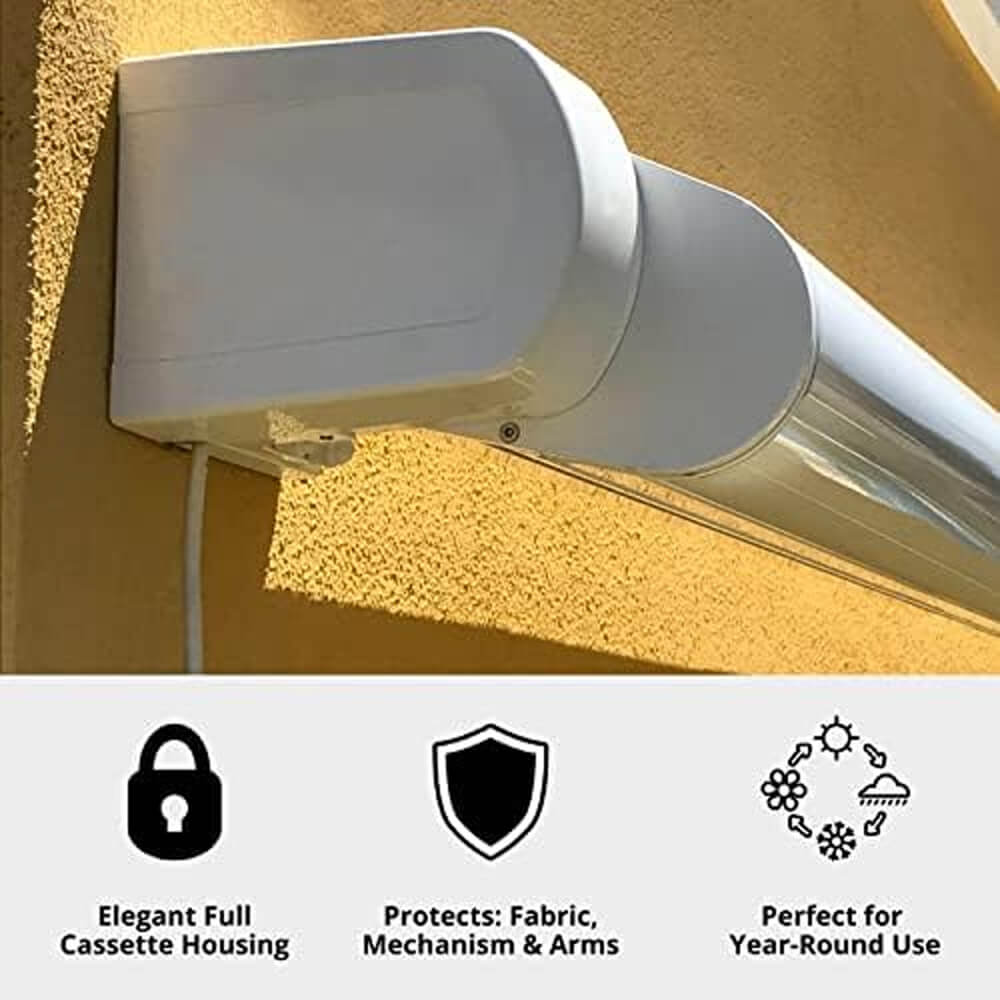 Multiple Awnings Brasilia Slim Premium Full Cassette Electric Retractable Sun Shade Awning With Black Frame (SAK42536)