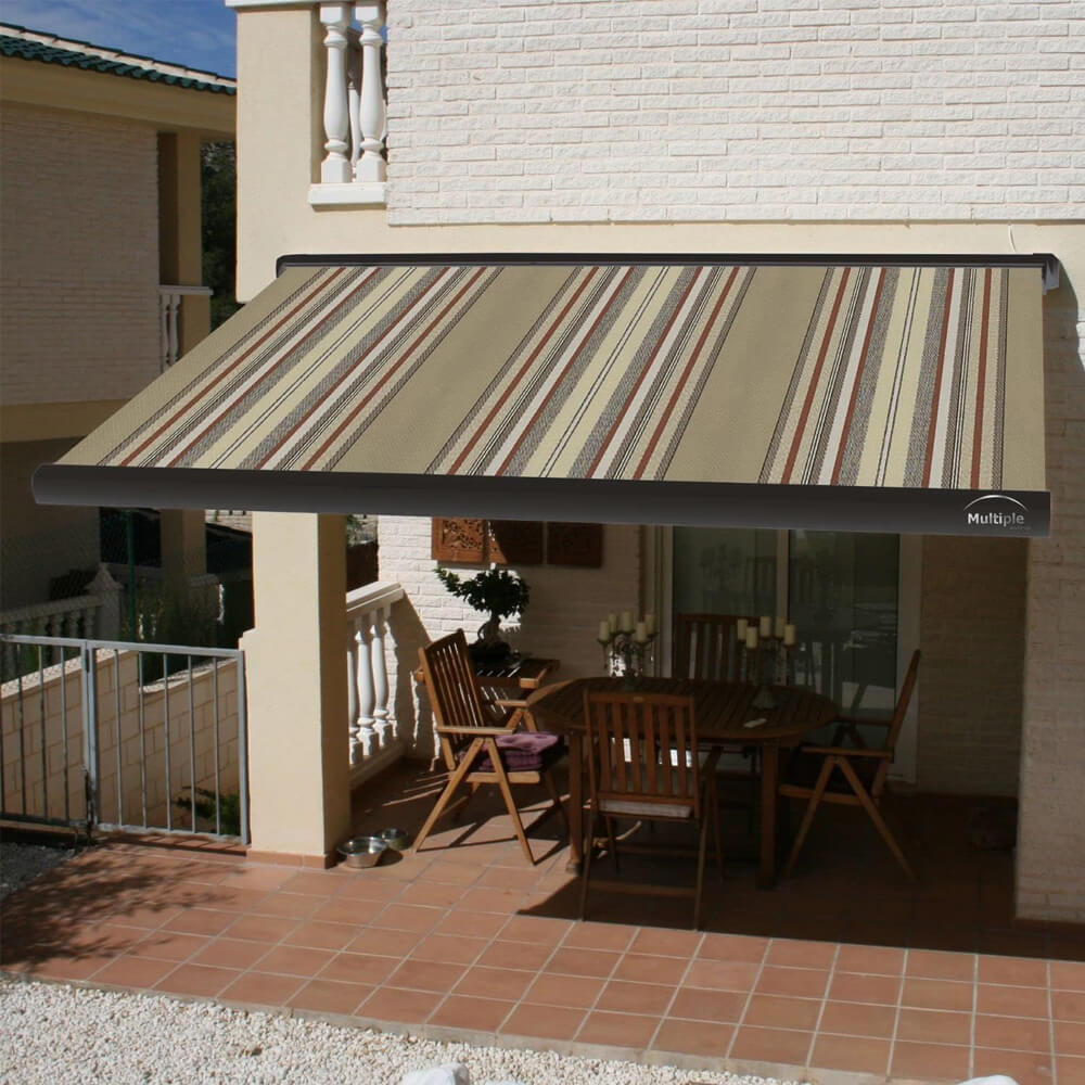 Multiple Awnings Brasilia Slim Premium Full Cassette Electric Retractable Sun Shade Awning With Black Frame (SAK42536)