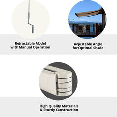 Multiple Awnings Brasilia Slim Premium Full Cassette Manual Retractable Sun Shade Awning With Black Frame (SAK91420)