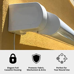 Multiple Awnings Brasilia Slim Premium Full Cassette Manual Retractable Sun Shade Awning With Black Frame (SAK91420)