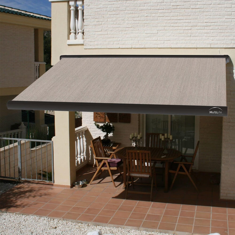 Multiple Awnings Brasilia Slim Premium Full Cassette Manual Retractable Sun Shade Awning With Black Frame (SAK91420)