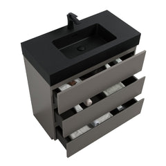 Alice 36 Inch Premium Modern Freestanding One-Piece Bathroom Vanity Set Without Drain And Faucet (SAK71364)