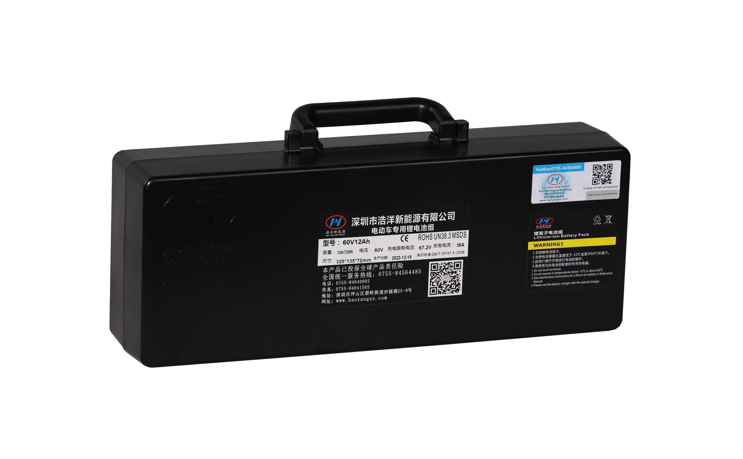 Scoot Motion 60V 12ah lithium battery with side handle + plastic case for Citycoco and chopper