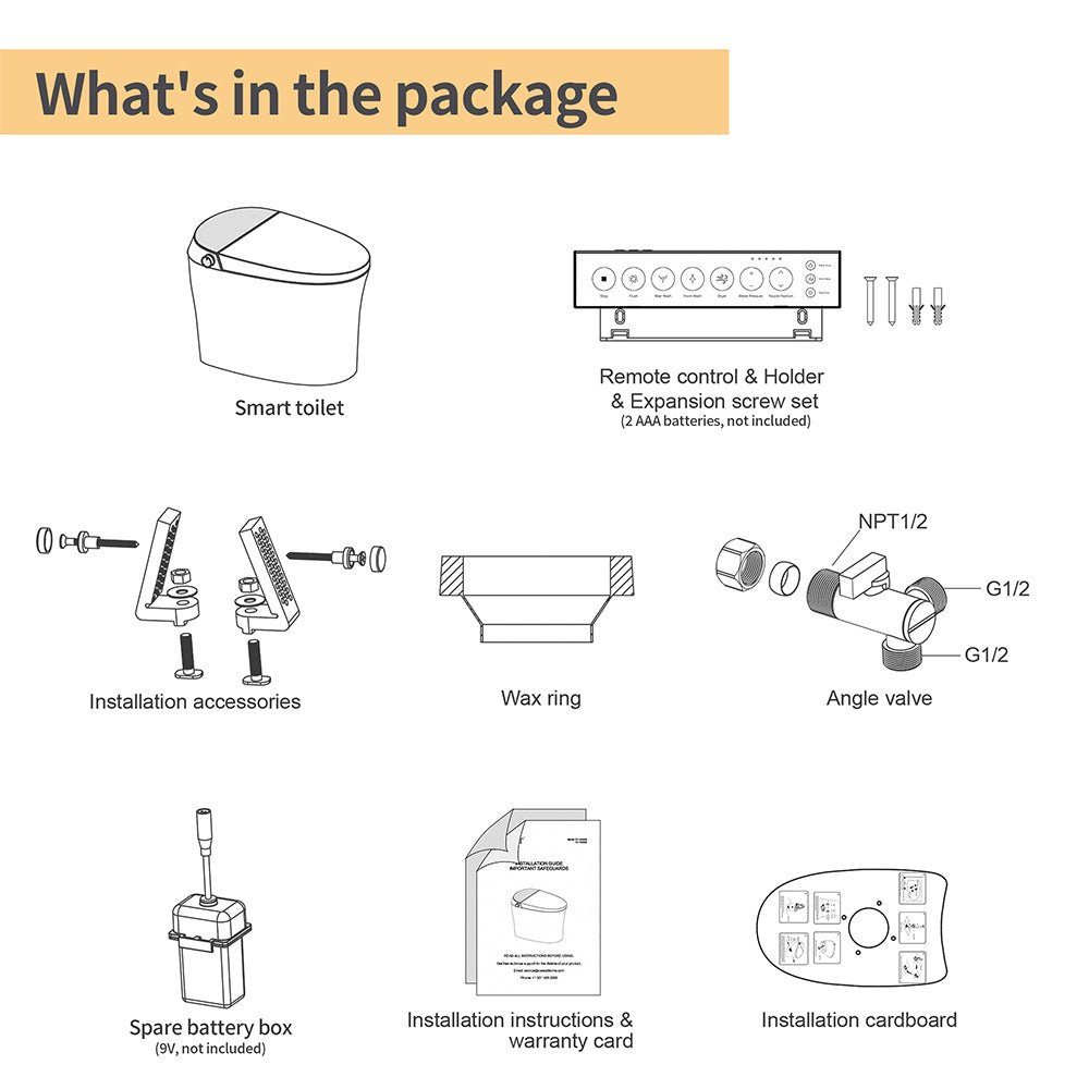 CNS Premium Smart Tankless Bidet Toilet W/ Auto Open & Close Lid (95371482)
