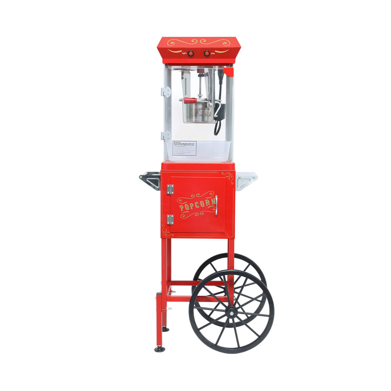 Commercial 6-Ounce Stainless Steel Vintage Popcorn Machine With Cart, Red (SAK35951)