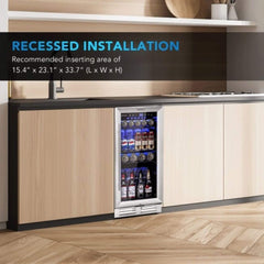 Costway 15'' Tall Built-In Freestanding Beverage Cooler Refrigerator, 100 Cans (SAK77654)