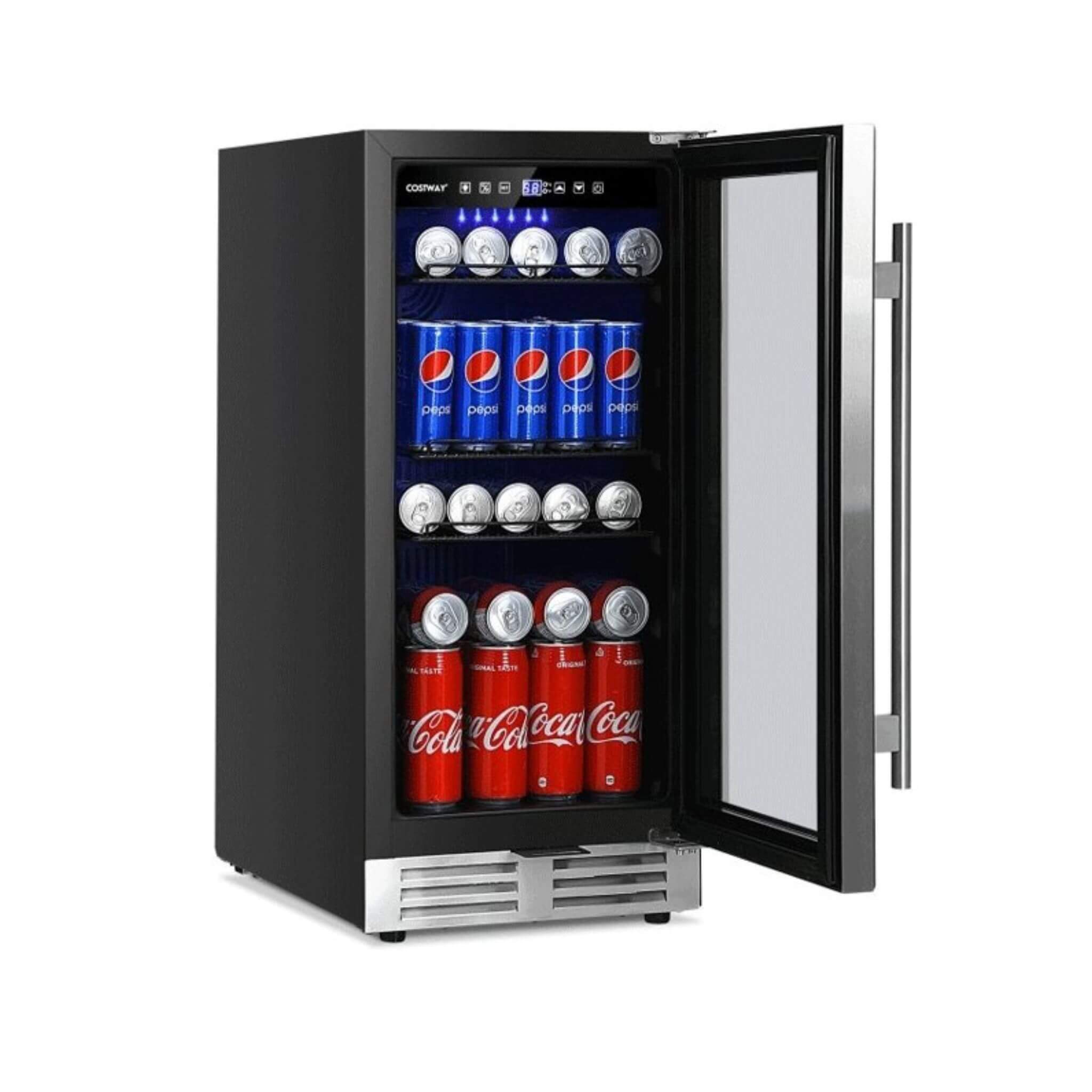 Costway 15'' Tall Built-In Freestanding Beverage Cooler Refrigerator, 100 Cans (SAK77654)
