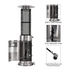 Portable Cylindrical Freestanding Outdoor Round Glass Tube Propane Patio Heater, 41K BTU (SAK93913)