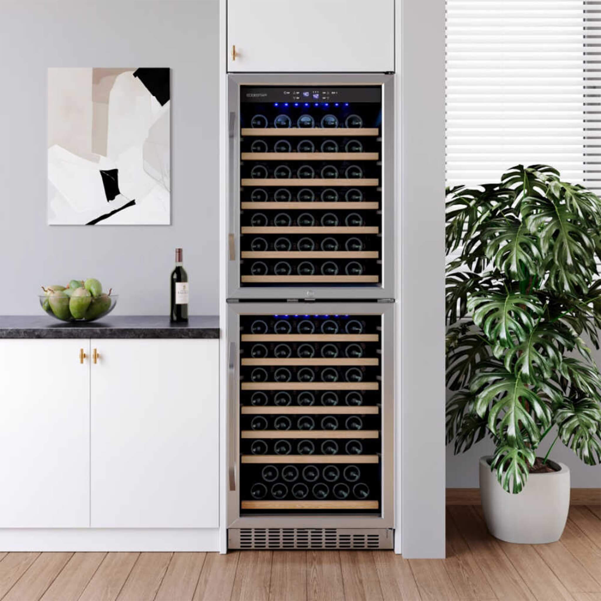 Edgestar 142 Bottle Built-In Dual Zone Double Door Wine Cooler With Door Lock, 24" (SAK30742)