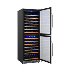 Edgestar 142 Bottle Built-In Dual Zone Double Door Wine Cooler With Door Lock, 24" (SAK30742)
