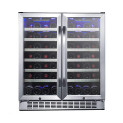 Edgestar 30" Wide 56 Bottle Capacity Built-In French Door Wine Cooler With Door Locks (SAK56381)