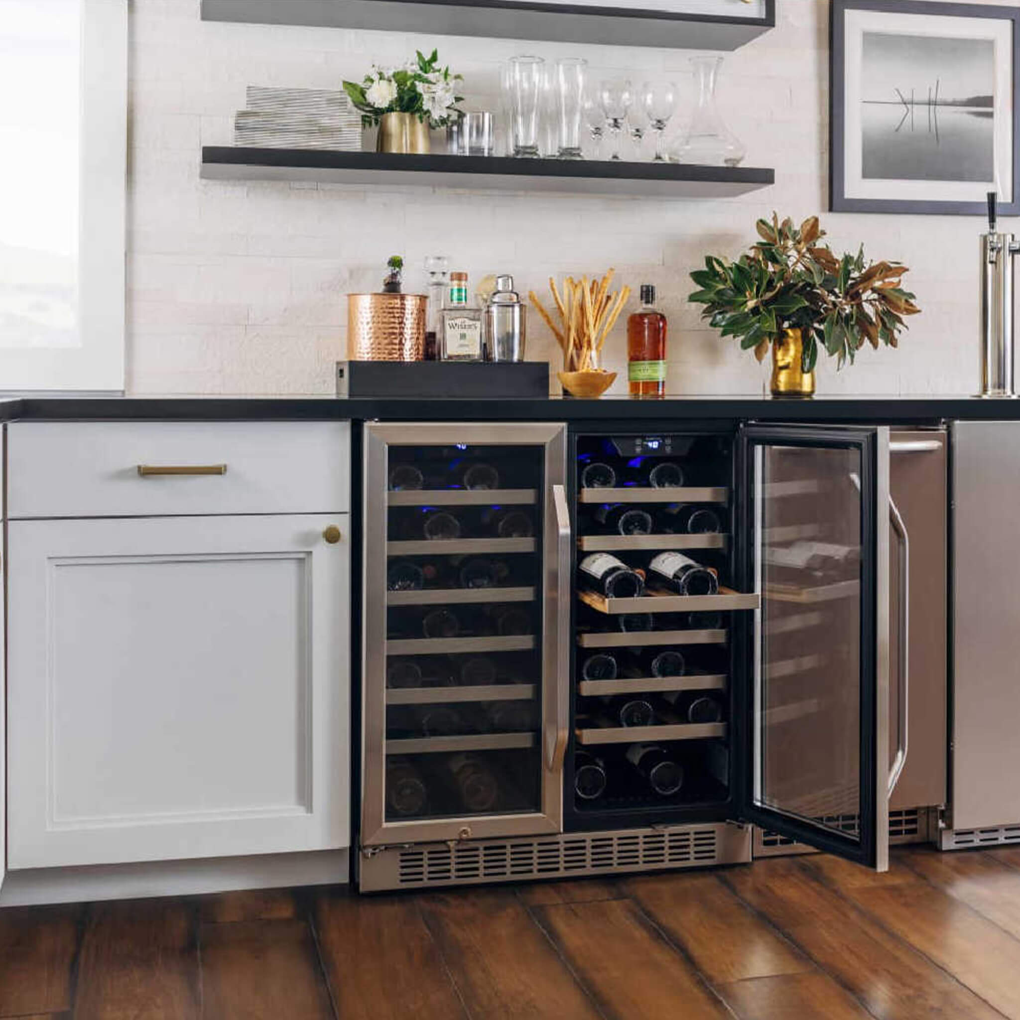 Edgestar 30" Wide 56 Bottle Capacity Built-In French Door Wine Cooler With Door Locks (SAK56381)