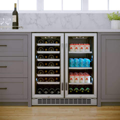 Edgestar 30" Wide 28 Bottle Built In Dual Zone Beverage Center With 86 Can Capacity (SAK35972)