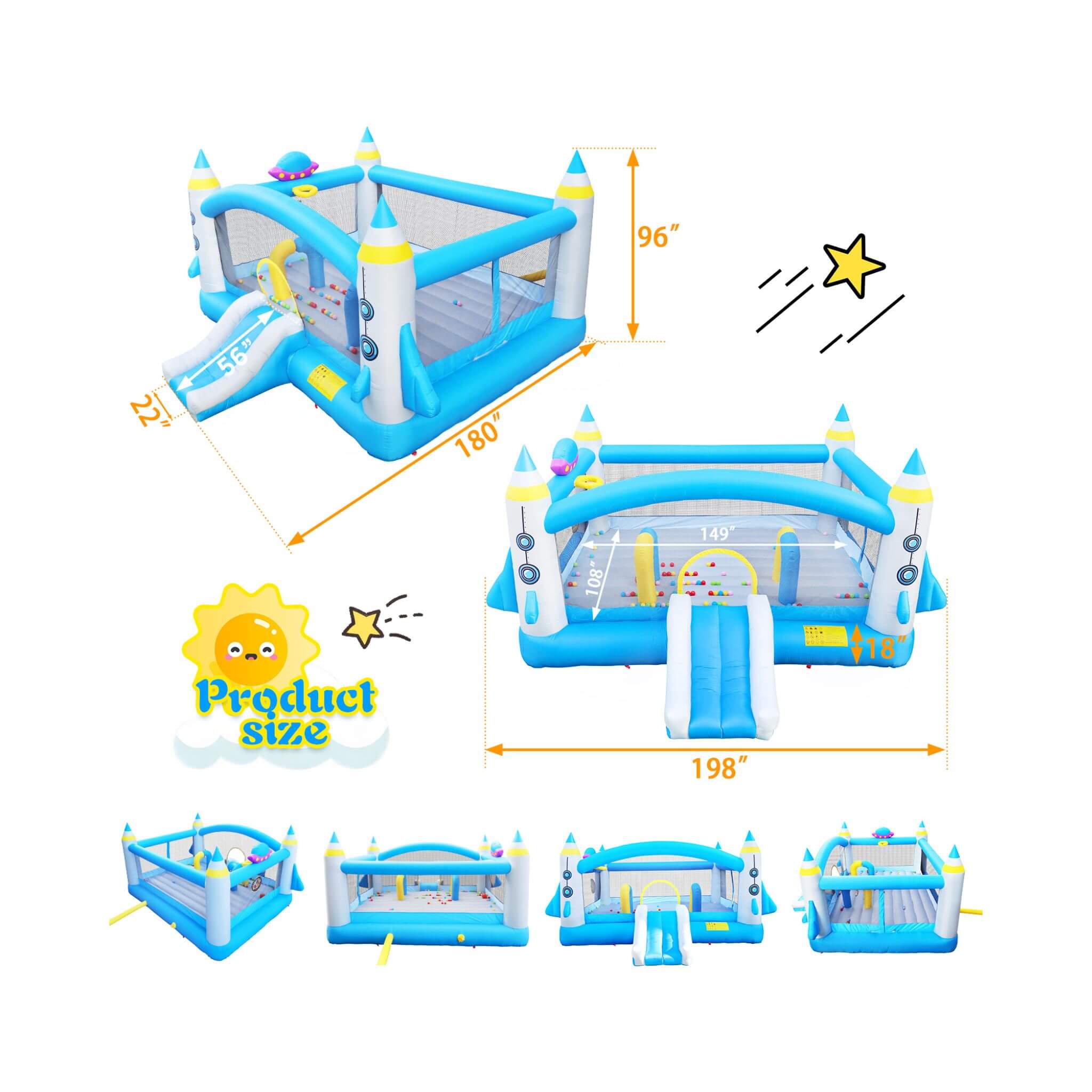 Extra Large Multifunctional Jump 'N Slide Inflatable Bouncer With Blower (SAK81243)