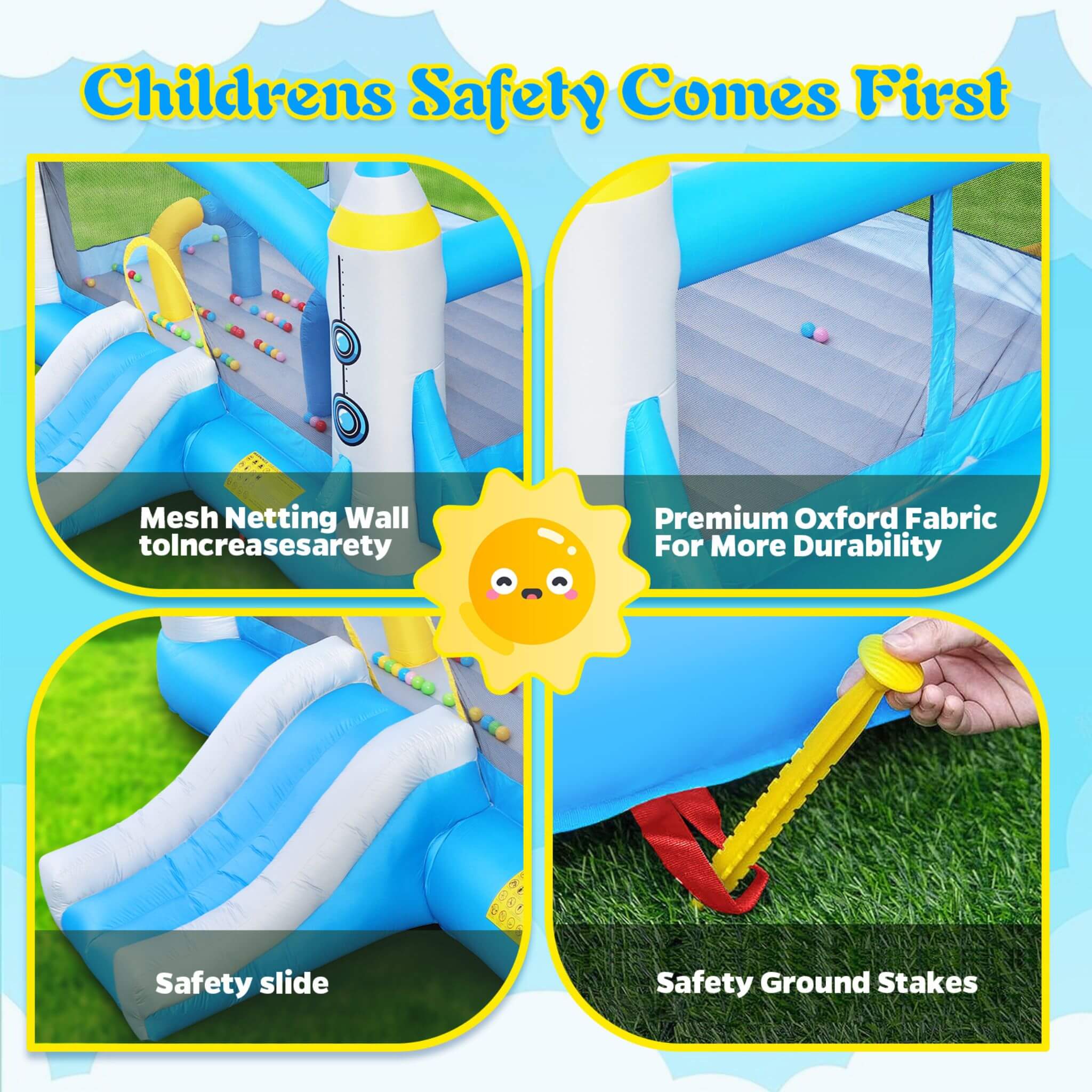 Extra Large Multifunctional Jump 'N Slide Inflatable Bouncer With Blower (SAK81243)