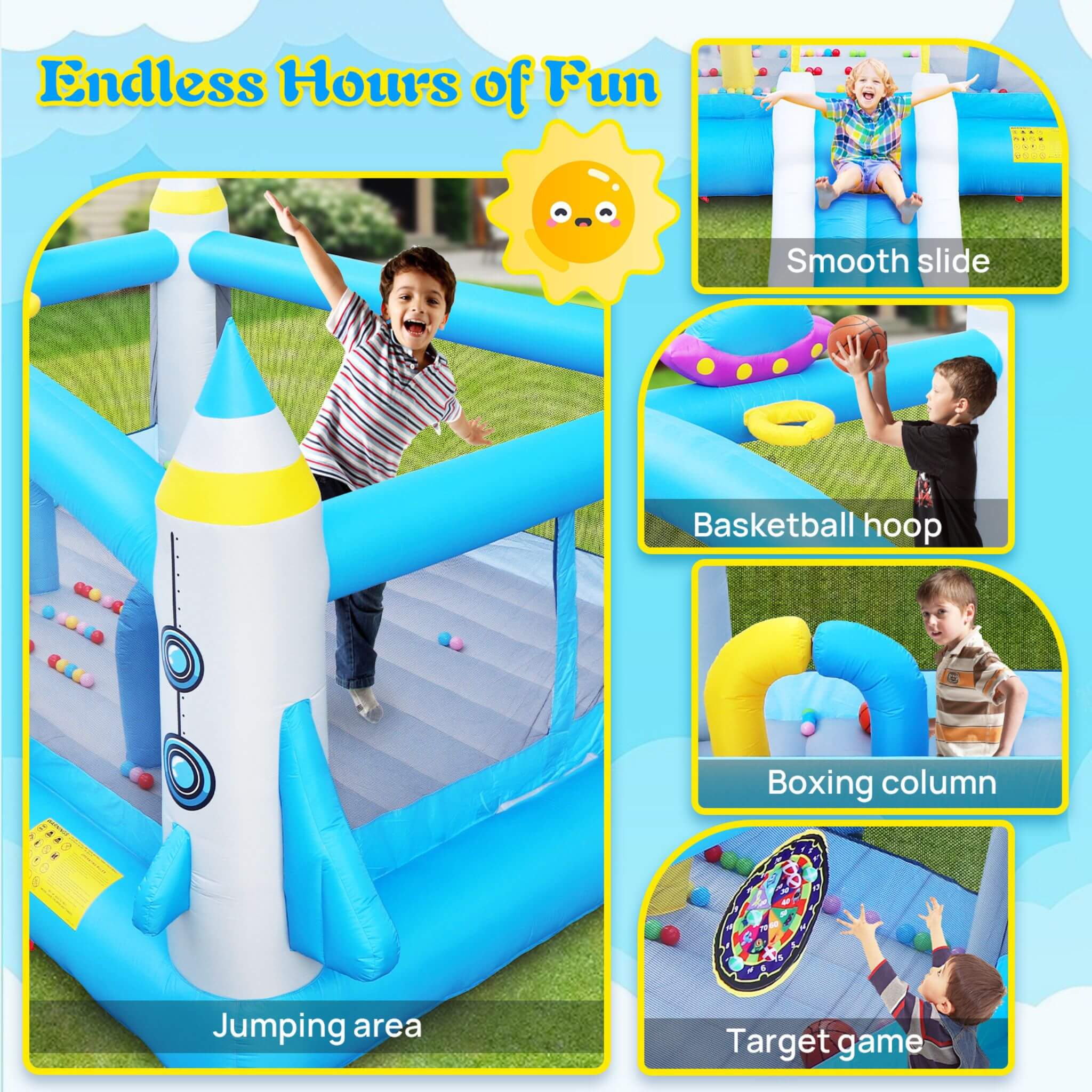 Extra Large Multifunctional Jump 'N Slide Inflatable Bouncer With Blower (SAK81243)