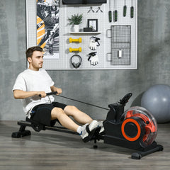 Foldable Water Rowing Machine With Adjustable Resistance, Wheels, LCD Monitor And Tablet Holder (SAK53758)