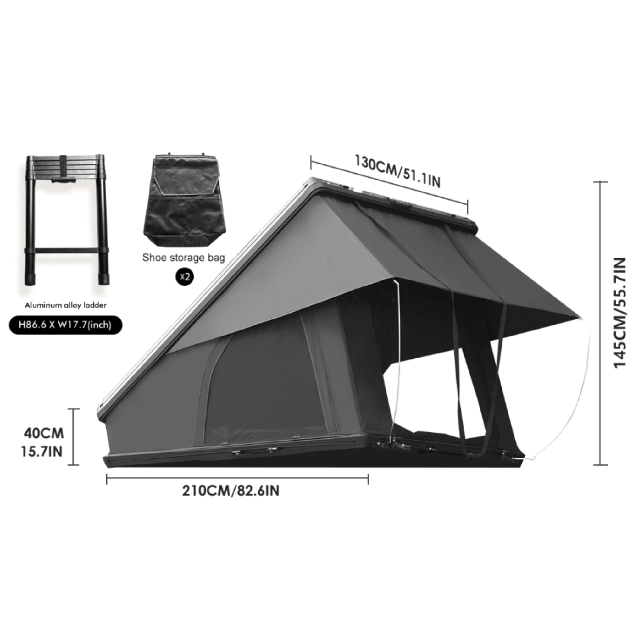 Heavy Duty 2-3 Person Hardshell Rooftop Tent With Ladder (SAK93120)