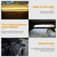 Heavy Duty 2-3 Person Hardshell Rooftop Tent With Ladder (SAK93120)