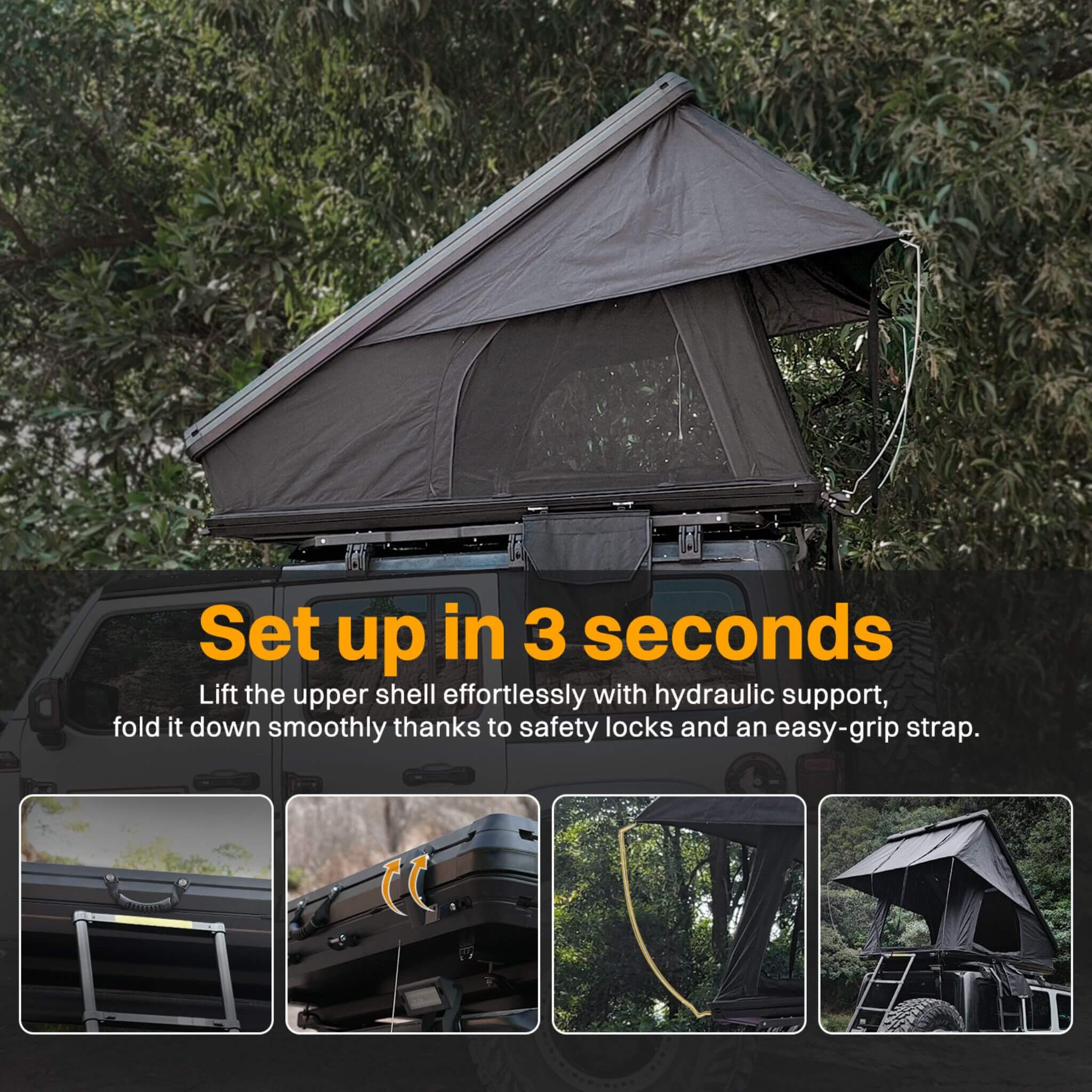 Heavy Duty 2-3 Person Hardshell Rooftop Tent With Ladder (SAK93120)