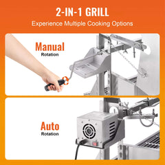 Heavy-Duty 52W Spit Roaster Rotisserie BBQ Grill For Pig, Lamb And Chicken (SAK59286)